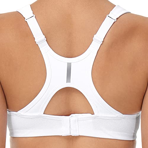 Zerobound Women's Sports Bra High Impact Padded Wirefree Reflective Stripe Bras Bounce Control Plus Size Workout White #TOP5