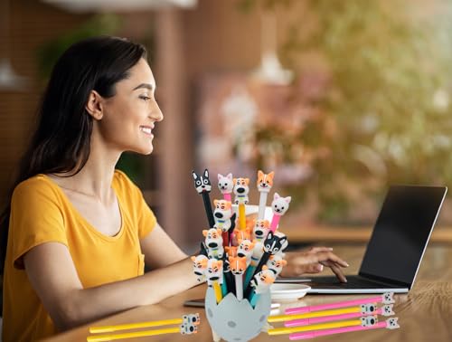 30 bolígrafos de gel negros con diseño de perro miniatura 4