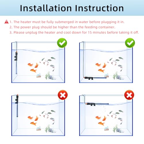 Chauffage d'aquarium 200W HiTauing submersible réglable pour eau douce