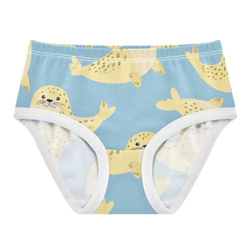 Cartoon Girls Underwear Toddlers 2t Cotton Little Girl Panties Cute Cartoon Yellow Seals Light Blue Briefs Undies Kids