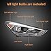 Carlaihu For 2016 2017 2018 Hyundai Tucson Halogen Headlights Headlamps Assembly w/LED DRL Driver and Passenger Side Black Housing Replaces HY2502199 HY2503199