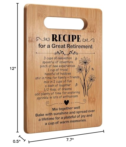 Image of Retirement Gifts for Women 2026, Retired Cutting Board Gifts, Coworker Leaving Gifts for Women, Going Away Gifts for Coworker Boss Lady Leader Colleague Friends-Recipe for a Great Retirement