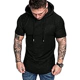 Wowcarbazole Men's Gym Hoodies Workout Sweatshirts Short Sleeve Athletic Muscle T-Shirts...