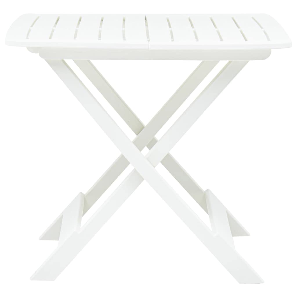 Gartentisch klappbar weiß aus Kunststoff 79 x 72 x 70 cm, wetterfest und pflegeleicht für Terrasse Balkon Outdoor, platzsparend als Esstisch, Beistelltisch oder Camping Tisch