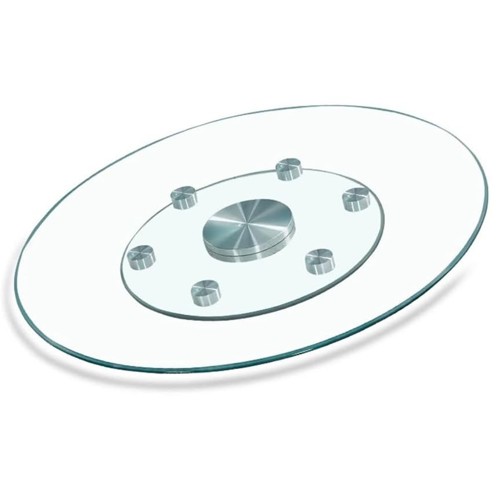 Plateau tournant Lazy Susan en verre trempé pour table de salle à manger – Plateau de service rond avec roulettes, idéal pour partager et divertir facilement, parfait pour les assiettes de 50,8 cm