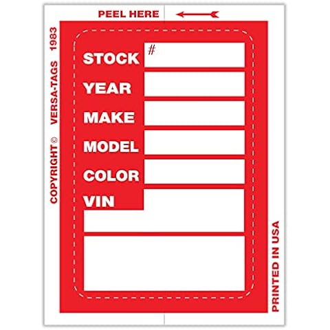 Versa-Tags Kleer-bak Stock Stickers (100 Stickers, Red) Cover