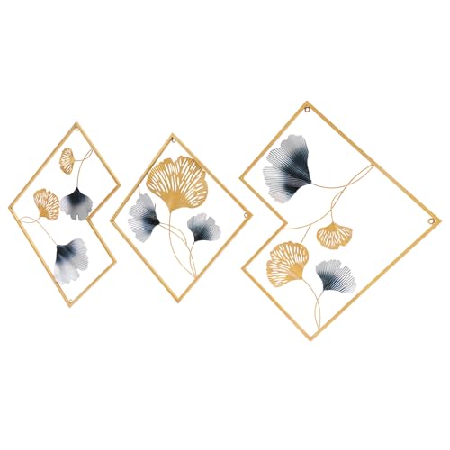 Feuilles de ginkgo de décoration murale en métal doré Taozhiyy 3 pièces
