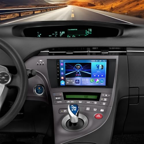 4GB+64GB Android 14 Car Stereo for Toyota Prius 2009-2013 RH Drive w/Wireless Carplay Android Auto Car Radio Stereo 9 Touch Screen FM/RDS Radio Receiver Support Mirror Link SWC Split Screen Wi-Fi