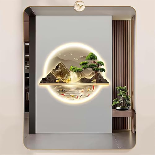 Sculpture murale 3D LED style chinois traditionnel pour entrée - 8
