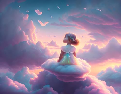 Poster oiseaux nuages Meechi toile pour decorer un mur vide de chambre