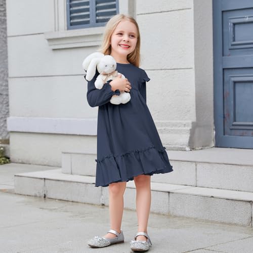 DREAM BUS Ruffle Long Sleeve Baby Girls Sweater Dress Holiday and Party Textured Toddler Fall Dress for 18M-6 Years2