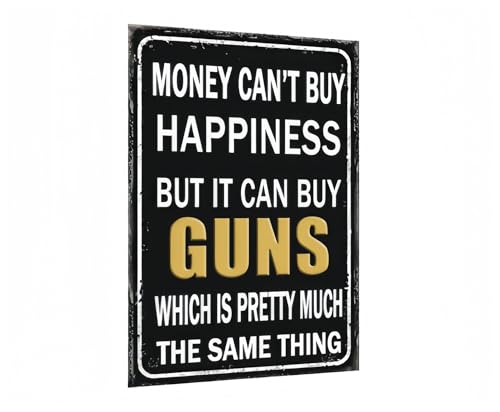 Vintage Metal Tin Sign Funny Sarcastic Party Wall Art Decor Signs Funny Metal Sign Money Can't Buy Happiness But It Can Buy Tools, Humorous Garage Wall Art Decor for Man Cave, Tool Shed, Home, Farmhouse, Bar,8x12 Inch Gift Idea