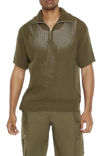 Forever 21 Men's Sweater-Knit Half-Zip Shirt