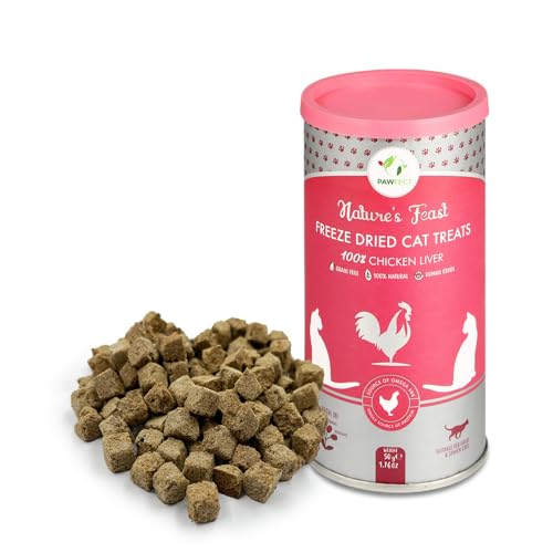 Freeze Dried Cat Treats - Chicken Liver Treats | Provides Iron | Promotes Immunity, Supports Digestion | Healthy Cat Treats, Grain-Free (1.7oz)