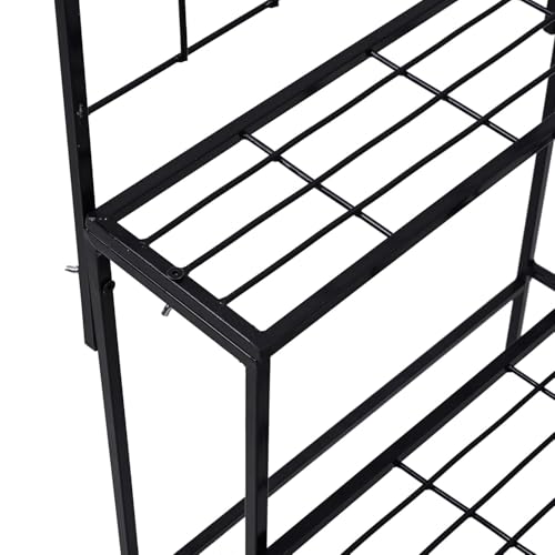 Image of Plant Stands for Outdoor Balcony, Flower Pot Stand for Indoor Plants, Large Metal Planter Stand for Living Room, home decor, Indoor & Outdoor plants (Black)