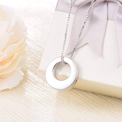 Jinlou Circle of Life Urn Necklace for Ashes - 925 Sterling Silver Always in My Heart Sterling Silver Cremation Urns Pendant Eternity Memorial Necklaces for Women(Simple Circle) - Image 5