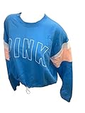 Victoria's Secret Pink Everyday Lounge Crop Crew Sweatshirt Color Blue Size Large New