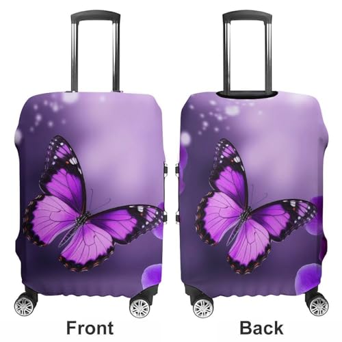 Purple Butterfly Luggage Cover, Washable Elastic Suitcase Cover Protector Fit 18-32 Inch Luggage3