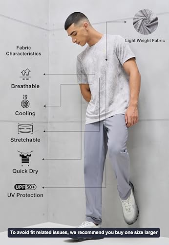 Image of TECHNOSPORT Men Polyester Regular Fit Half Sleeve Jacquard T-Shirt with Double Cool, Quick Dry & Anti Microbial for Sports, Running & Casual Use