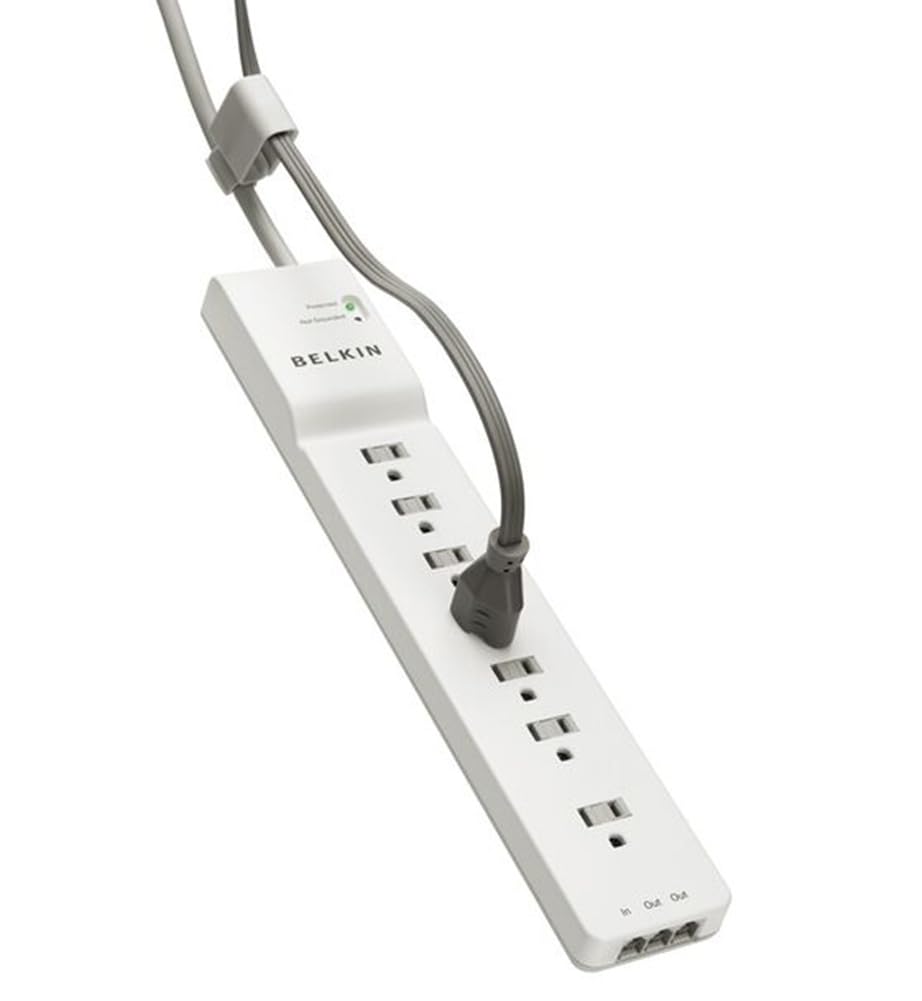 Belkin Power Strip, Surge Protector with 7 AC Multiple Outlets, 6 ft Long Heavy Duty Extension Cord for Home, Office, Travel, Laptop, Computer Desktop & Phone Charger - White (2320 Joules), 6' (10)