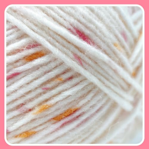Image of 2 Pack Wool Blend Yarn, 2x3.5oz / 285yds, #3 DK, 20% Wool 80% Acrylic, Variegated, Single-Ply Soft Crochet & Knitting Wool Yarn for Sweaters, Scarves, Hats (Blushing Ivory)
