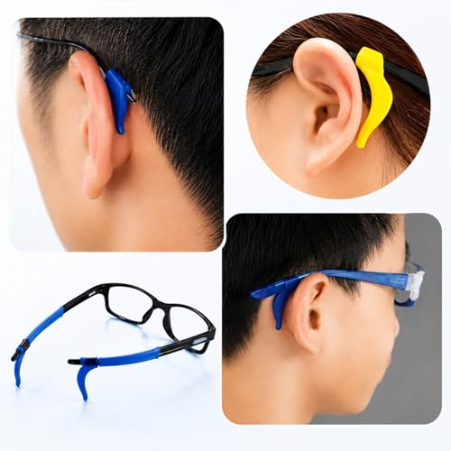Image of BendJoy 12 Pieces Eyeglass Ear Grips, 12 Colors Silicone Glasses Accessories with Anti Slip Ear Hooks and Soft Ear Cushions, Eye Glass Holder for Sports Running Daily Wear and Secure Fit, Spects Gripper for Men Women and Kids