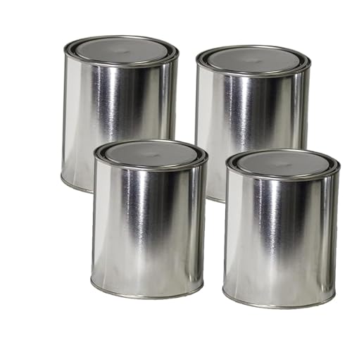 Generic Empty Metal Quart Cans (4), Silver