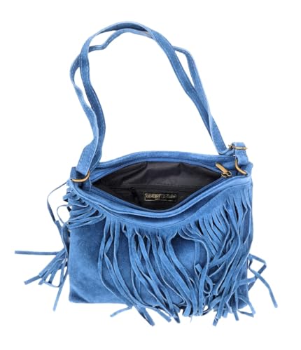Sac pochette Chenoa cuir suèdé fini les sacs lourds grâce aux franges