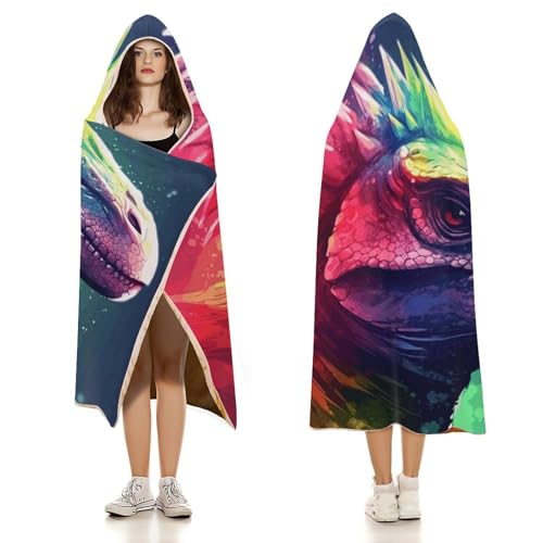 Cape à capuche dinosaure 101x127 cm pour voyage et bureau - 4
