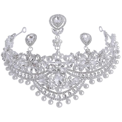 Tiara de boda para mujer con gemas de imitacion y diadema de aleacion de zinc