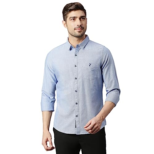 Image of Thomas Scott Men Premium Slim Fit Solid Cotton Twill Full Sleeve Shirt