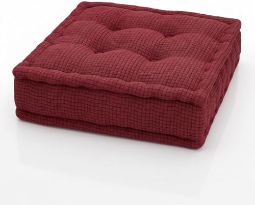 Pro Home Booster Cushion for Chair & Armchair Thick Firm Support to Seat Riser Height for Elderly & Adults Pressure Relief for Pregnancy Recovery & Comfort Washable Cover (Red (Tufted))