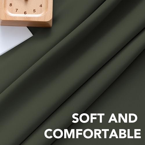 Image of H.VERSAILTEX Blackout Curtains Thermal Insulated Window Treatment Panels Room Darkening Blackout Drapes for Living Room Back Tab /Rod Pocket Bedroom Draperies (2 Panels, Olive, 42 x 84 Inch)