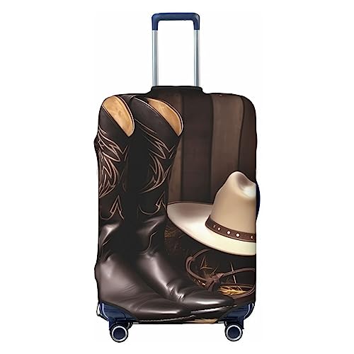 Cowboy Black Hat Western Boots Luggage Cover Washable Stretch Suitcase Protector Anti-Scratch Travel Suitcase Cover Protector Elastic Baggage Cover Fits 18-32 Inch Luggage Sleeve
