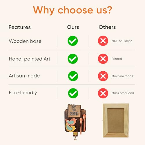 Image of AAKRITI ART CREATIONS Kitchen Decor Maa ka Rasoi Handcrafted, Abstract Art Wooden Wall Hanging Panel Set of 1 Natural Brown | Matte Finish Wooden | Home Decor for Kitchen, Dining Area