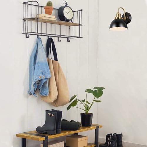 Image of Design House Savannah Rustic Farmhouse Wall Light, Dimmable, Satin Gold, Matte Black Metal Shade, 8 in x 9.5 in x 10.13 in, 588293-BGD