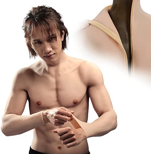 シリコン筋肉スーツ長袖チャック付き