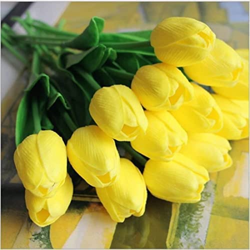 WoFLoo Artificial Tulip Flowers Bunches for Vase Home Decoration Items for Living Room Corner Table Top Bedroom Wedding Party (without pot) (YELLOW) (B0BDV4QBRX) Amazon Price History, Amazon Price Tracker