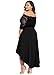 Jose Pally Women’s Plus Size Lace Maxi Dress Off Shoulder Vintage Floral 3/4 Sleeve Dresses for Cocktail Party Black