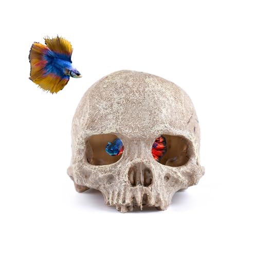 Carefree Fish Aquarium Decoration Skull Fish Tank Head Skeleton Aquarium Decorative Cave Landscape...
