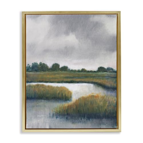 Rural Marshland River Grass, 25 x 31 Inch Canvas in Floater Frame