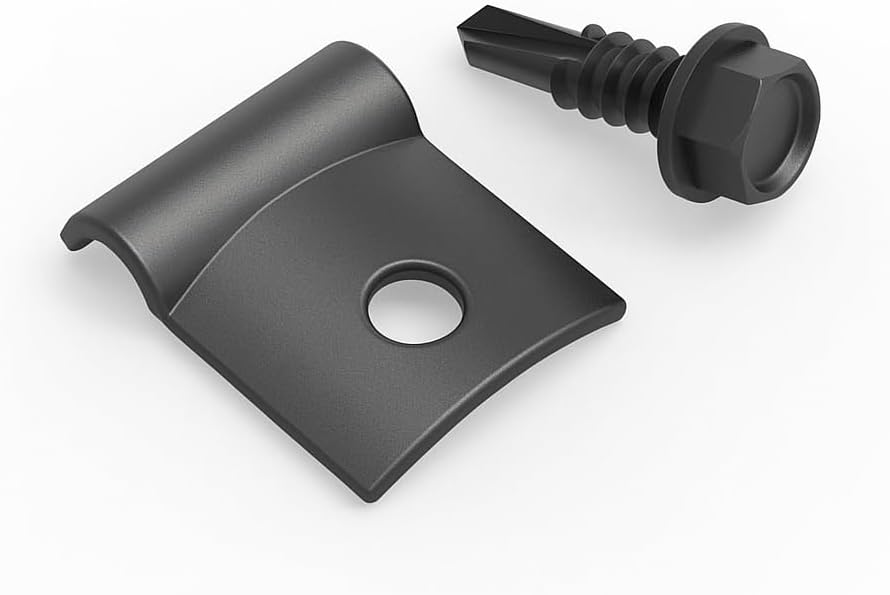 Aqbau® 15 x Double Rod Fence Fastener Set with Self Tapping Screws Fence Fixing Clamp Support for Tension Wire or Fence (Brown Ral 8017)