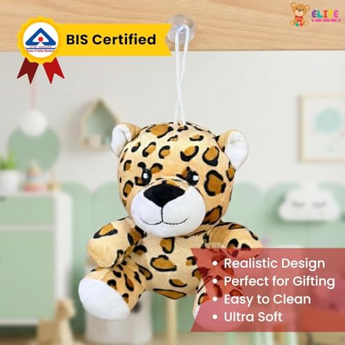 Image of ELITE CREATIONS Leopard Soft Toy 14 cm | Cute Leopard Plush Stuffed Animal | Mini Cuddly Wild Animal Toy for Kids Boys Girls | Birthday Return Gift Kids Toy