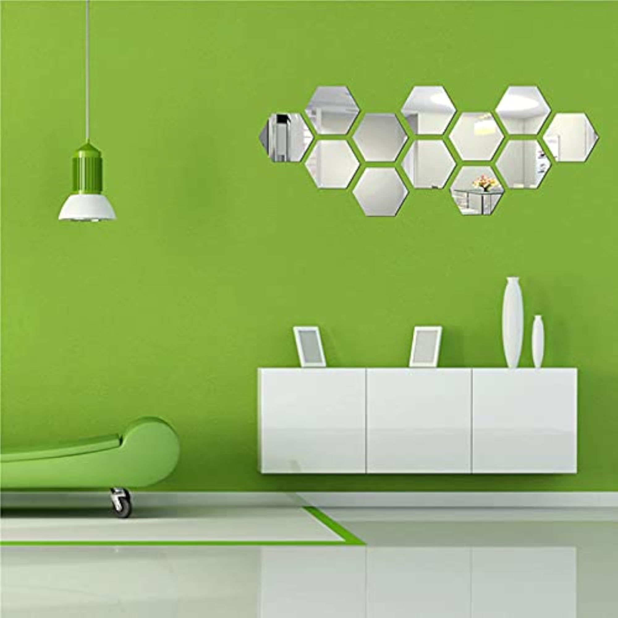 Hexagon Mirror Wall Sticker Set, 12 PCs