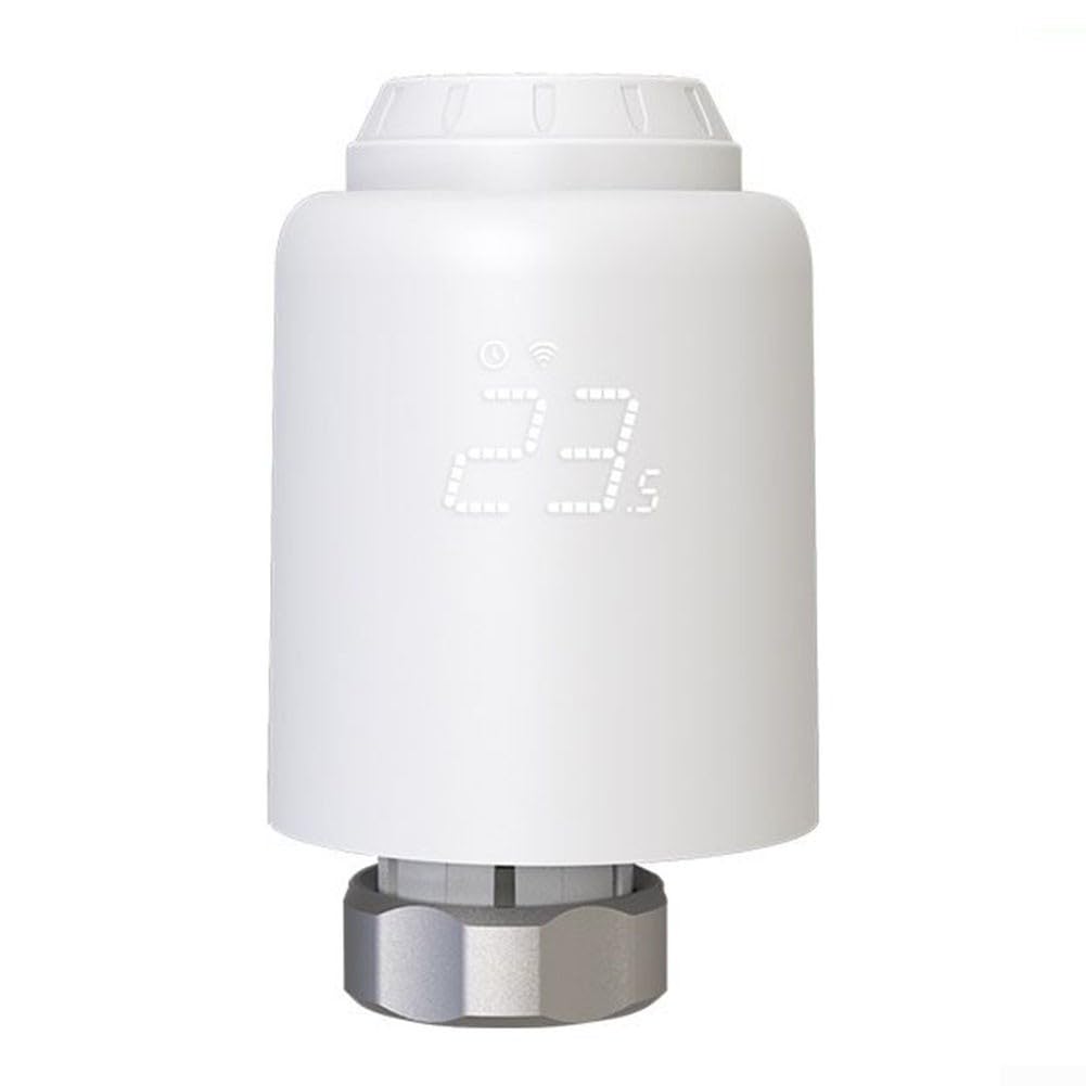 Valvola termostatica termostatica WiFi Smart TRV, M30 x 1,5 mm, regolatore di riscaldamento con app e controllo vocale, programma settimanale programmabile per Tuya Smart Home, bianco