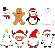 320 PCS Christmas Gift Tags Stickers 3.3" x 2.3" Xmas Labels Stickers Self-Adhesive Snowman Santa Claus Gingerbread Name Tags for Christmas Presents Gift Boxes Bags Wrapping Paper Decorations
