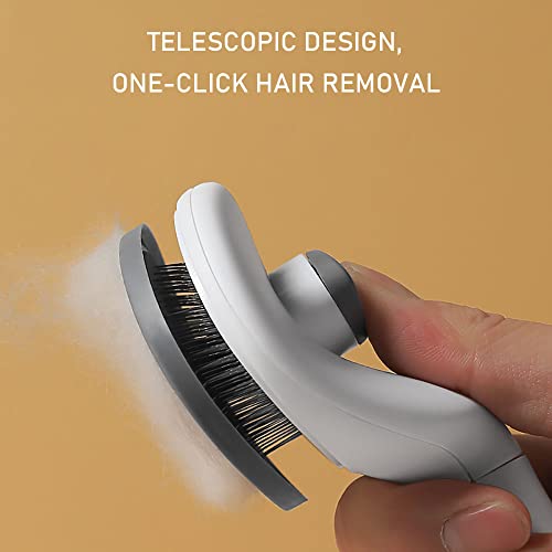 Self-Cleaning Slicker Brush Comb - Best Pet Cat Dog Grooming Long Short Hair - Shedding Loose Undercoat Tangled Haired Removes Tool - Gray #TOP1