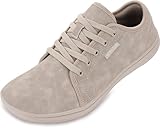 WHITIN Women's Minimalist Barefoot Shoes Size 9 Zero Drop Wide Width Toe Box Fashion Sneakers Walking Tennis Sport Leather Lightweight Flat Beige 40