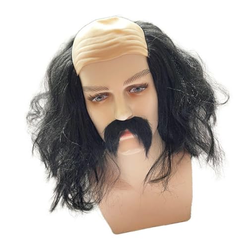 [�V����] Versatile Hairy Headwear Hat Bright Colored Mustache Funny Headgear for Men Women Couple All Ages Props Novelty Party Wigs