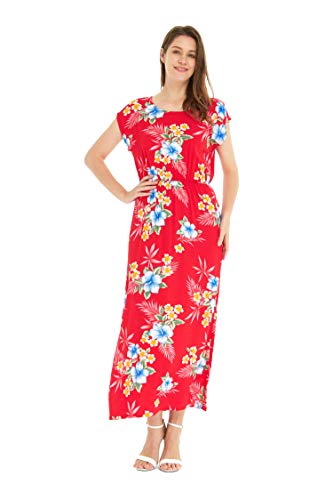 Image of Matchable Family Hawaiian Luau Men Women Girl Boy Clothes in Hibiscus Red